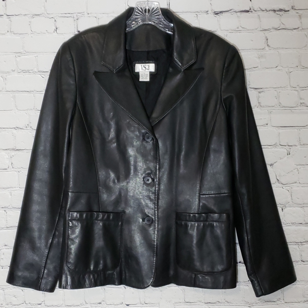 VS2 100% Leather BlazerJacket Size L
